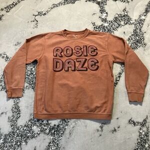Rosie Daze Logo Sweatshirt Womens Size Medium in a Terracotta Corded Cotton